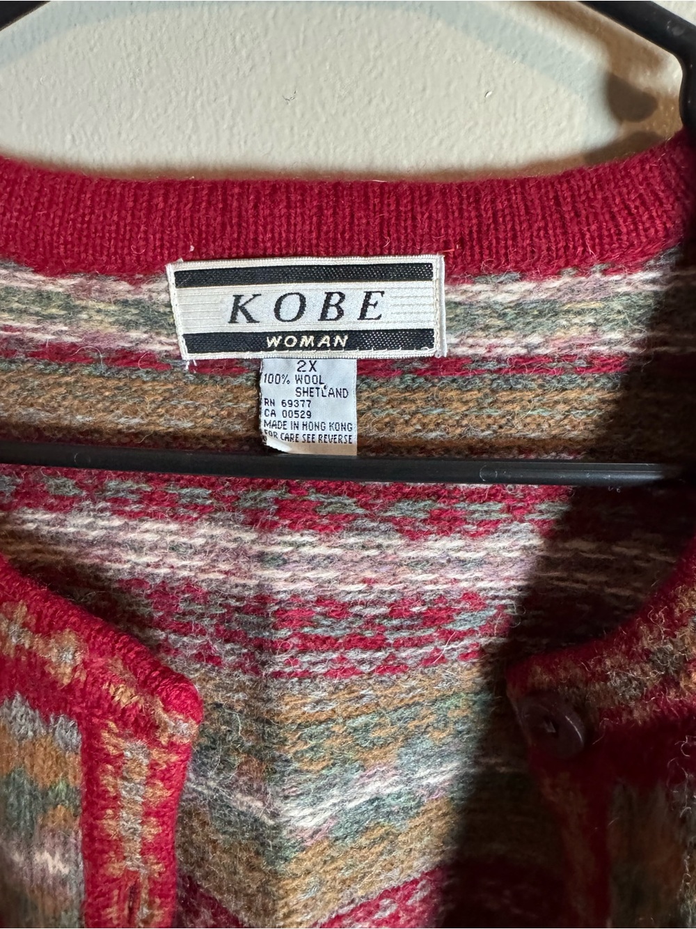 Kobe Red Multi-Patterned Button Front Cardigan - Picture 2 of 3